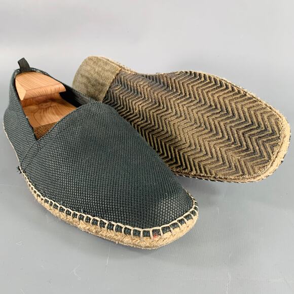 GRAY Size 10.5 Black Natural Canvas Rope Trim Loafers main image 7